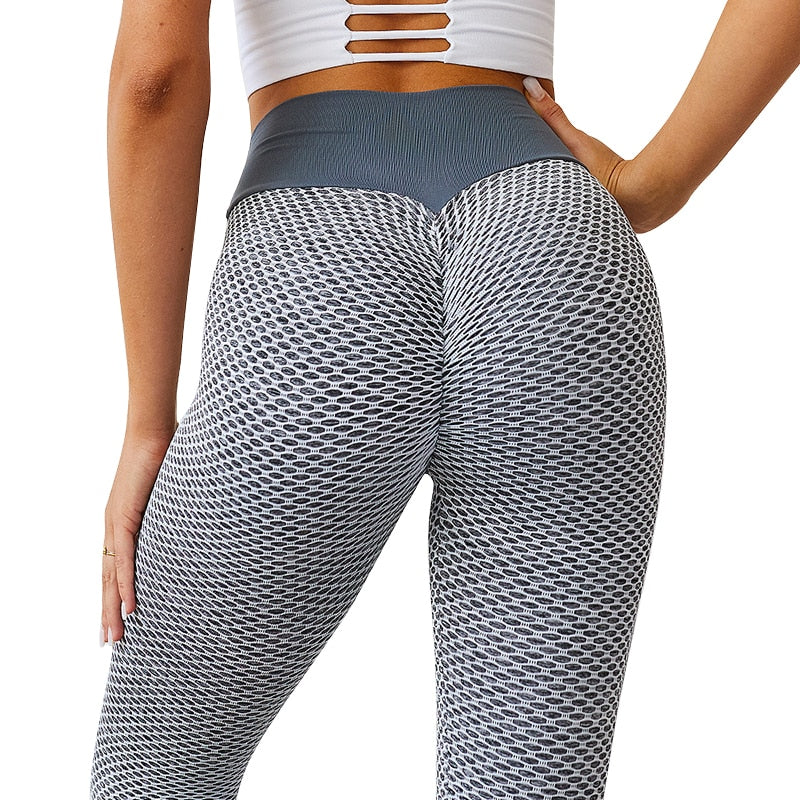 Grid Tights Yoga Pants Women Seamless High Waist Leggings Breathable Gym Fitness Push up Clothing Girl Yoga Pant