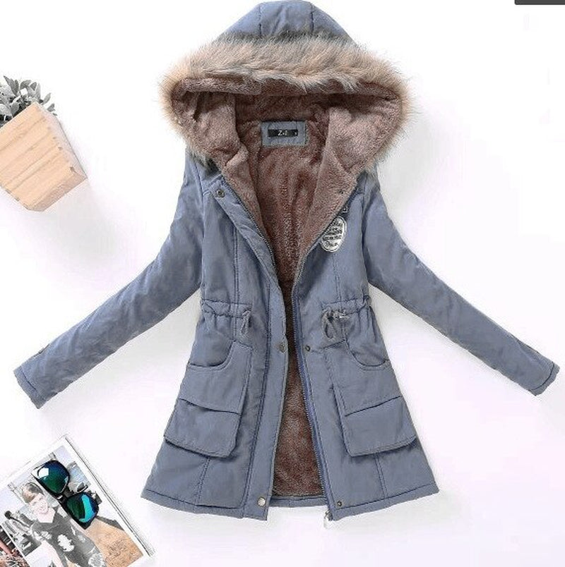 Coat Women Long Fleece Jacket Cotton Warm Autumn Winters Scaling Long-Sleeved Wool Cotton-Padded Women'S Clothes Jackets QK001