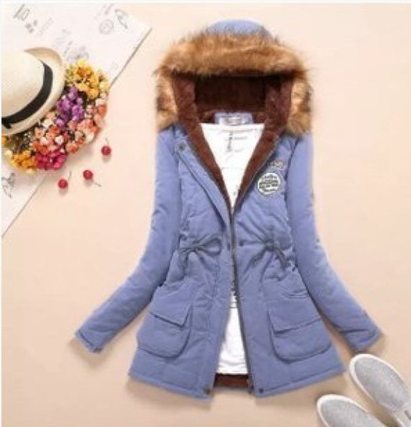 Coat Women Long Fleece Jacket Cotton Warm Autumn Winters Scaling Long-Sleeved Wool Cotton-Padded Women'S Clothes Jackets QK001