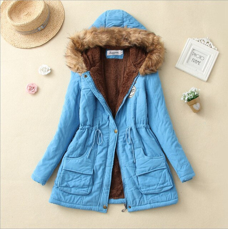 Coat Women Long Fleece Jacket Cotton Warm Autumn Winters Scaling Long-Sleeved Wool Cotton-Padded Women'S Clothes Jackets QK001