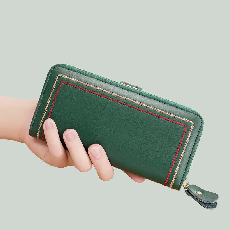 Genuine Leather Wallet Women Clutch Female Purse Long Money Bag Zipper Coin Wallet Bee Luxury Brand Wristlet Phone Hasp Wallets