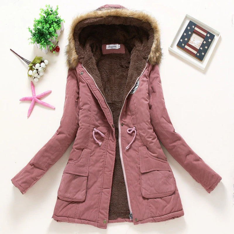 Coat Women Long Fleece Jacket Cotton Warm Autumn Winters Scaling Long-Sleeved Wool Cotton-Padded Women'S Clothes Jackets QK001