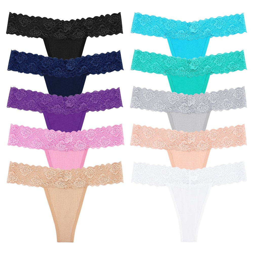 Sexy Lace Thongs for Women Thong Underwear Women Lace T-Back Panties Women Underwear Cotton Thongs Cheeky,10 Pack