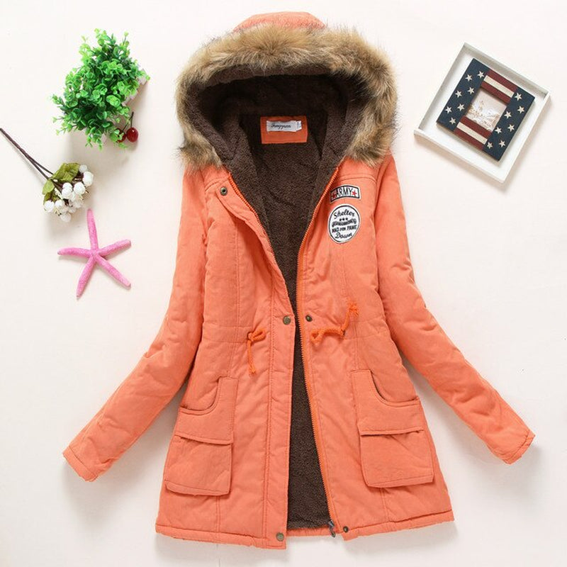 Coat Women Long Fleece Jacket Cotton Warm Autumn Winters Scaling Long-Sleeved Wool Cotton-Padded Women'S Clothes Jackets QK001