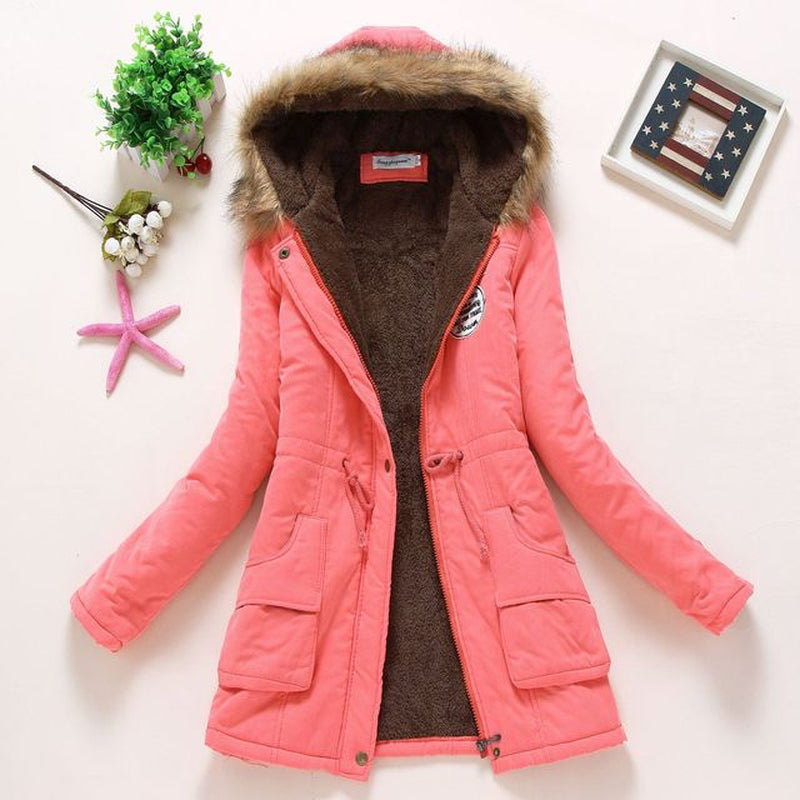 Coat Women Long Fleece Jacket Cotton Warm Autumn Winters Scaling Long-Sleeved Wool Cotton-Padded Women'S Clothes Jackets QK001