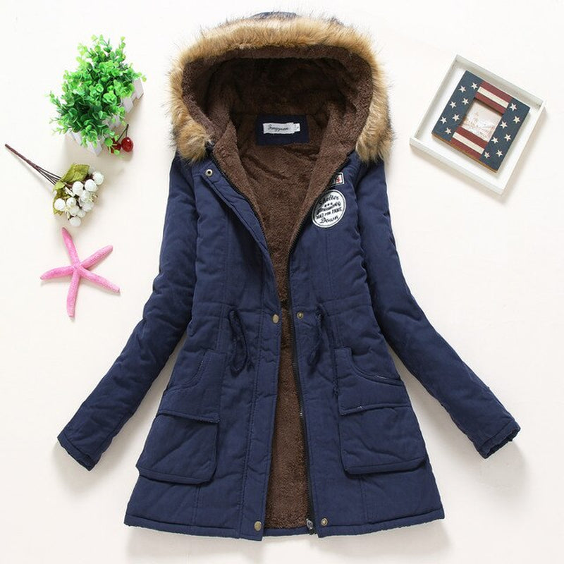 Coat Women Long Fleece Jacket Cotton Warm Autumn Winters Scaling Long-Sleeved Wool Cotton-Padded Women'S Clothes Jackets QK001