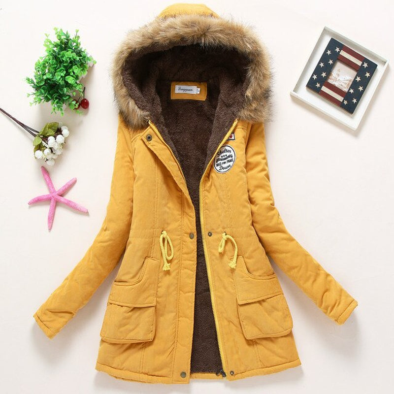 Coat Women Long Fleece Jacket Cotton Warm Autumn Winters Scaling Long-Sleeved Wool Cotton-Padded Women'S Clothes Jackets QK001