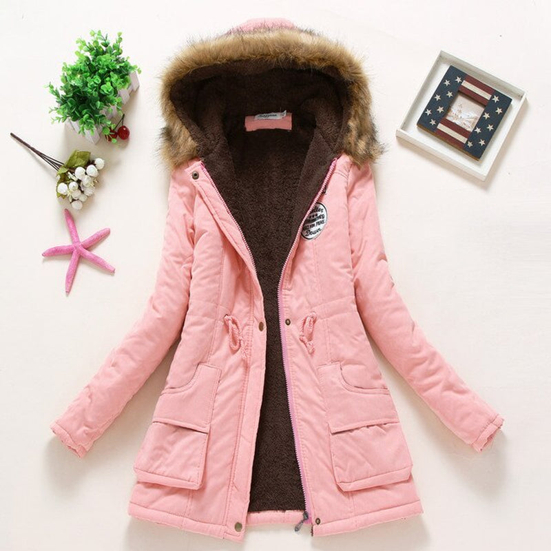 Coat Women Long Fleece Jacket Cotton Warm Autumn Winters Scaling Long-Sleeved Wool Cotton-Padded Women'S Clothes Jackets QK001