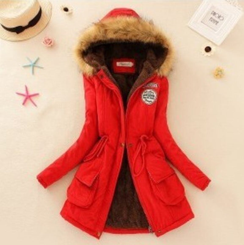 Coat Women Long Fleece Jacket Cotton Warm Autumn Winters Scaling Long-Sleeved Wool Cotton-Padded Women'S Clothes Jackets QK001