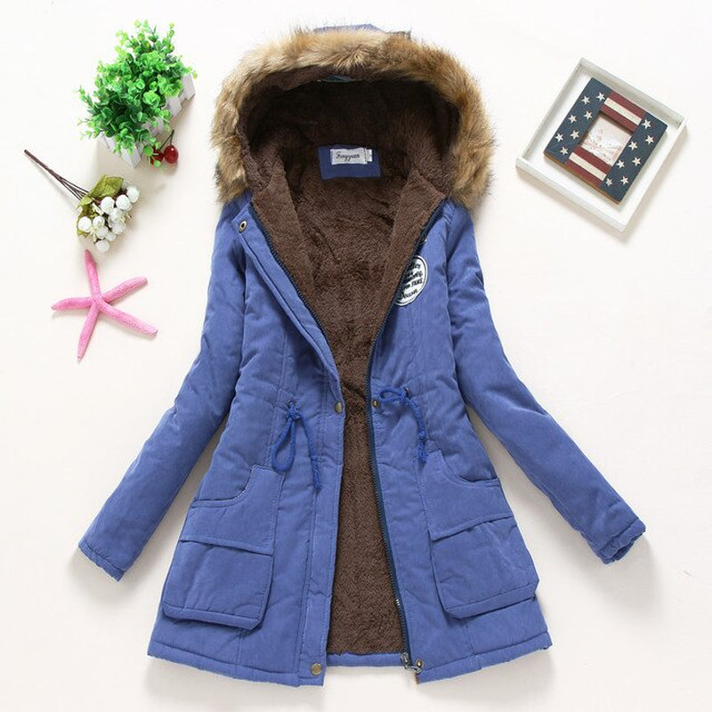 Coat Women Long Fleece Jacket Cotton Warm Autumn Winters Scaling Long-Sleeved Wool Cotton-Padded Women'S Clothes Jackets QK001